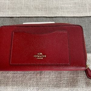 Coach large red leather wallet